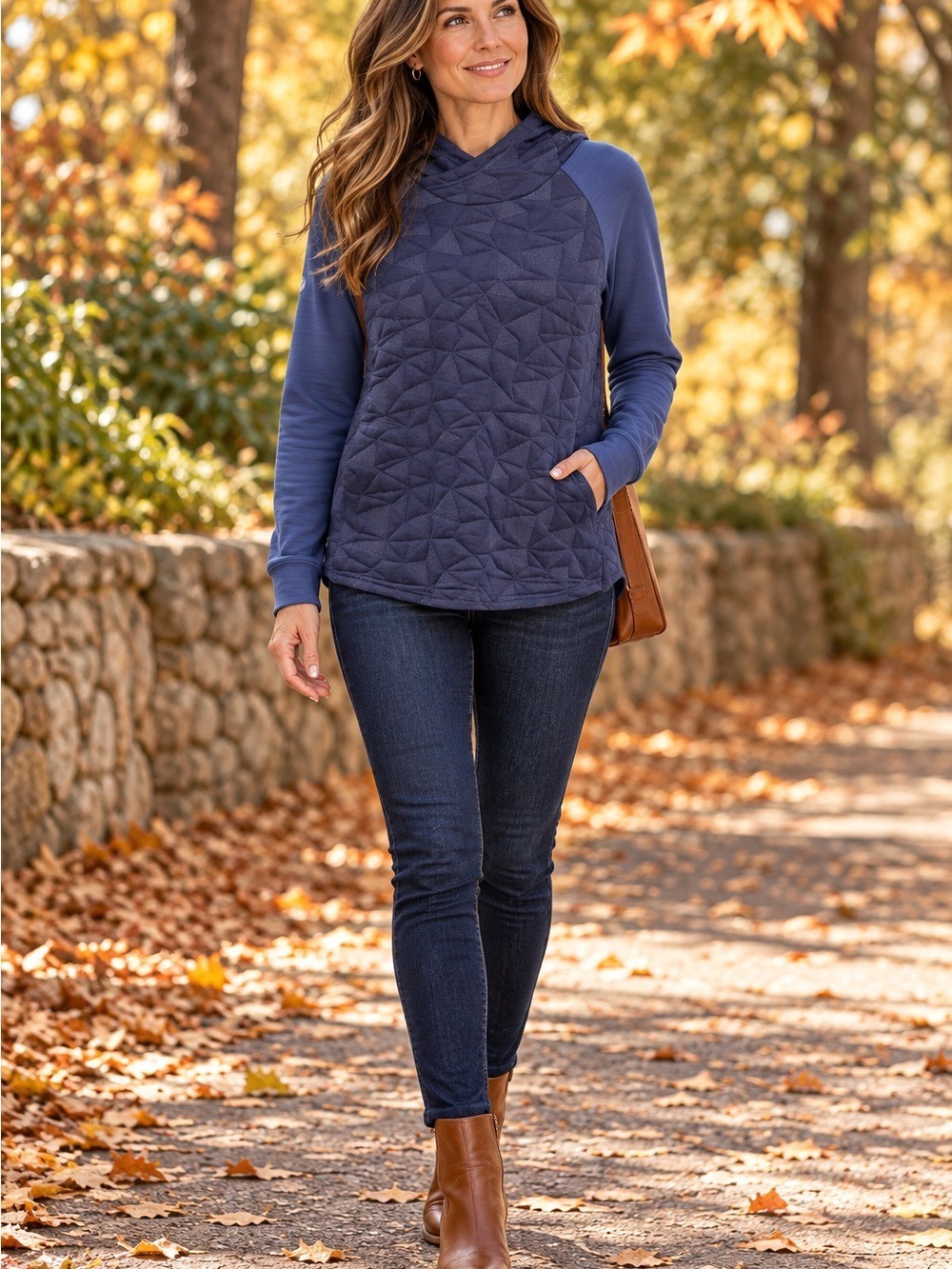 Levelwear Verve Navy Quilted Hoodie Large
